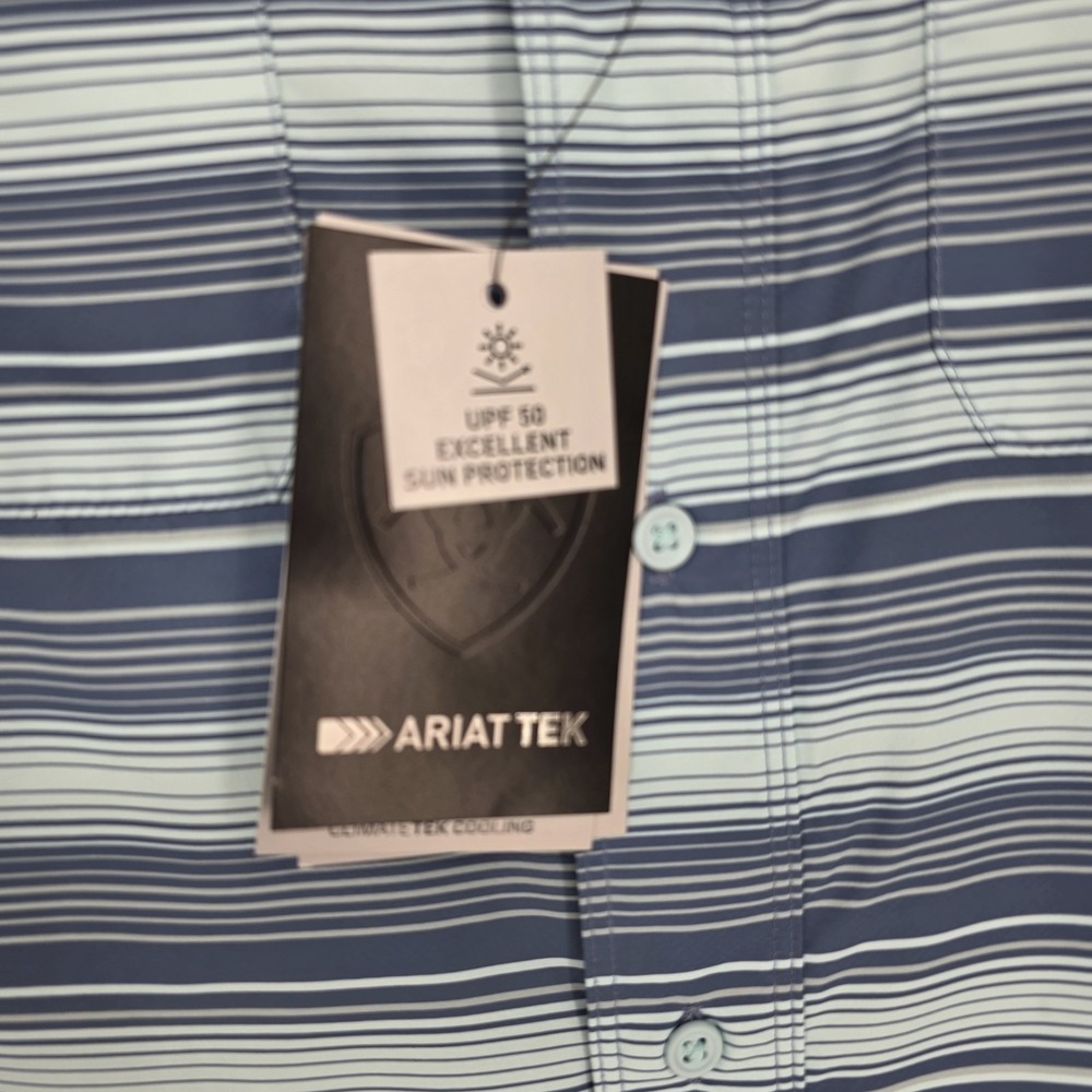Ariat Tek Mens VentTEK Outbound Button Up Short Sleeve Shirt Medium Wicking New - Picture 5 of 10